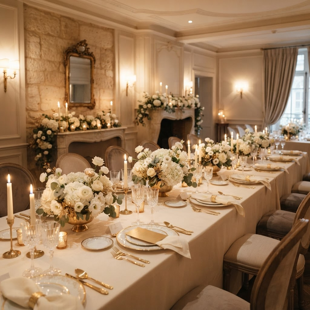 Beautifully decorated intimate celebration space